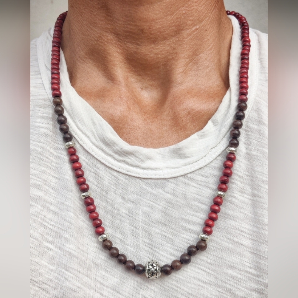 Sandalwood and Robles Wood Bead Necklace